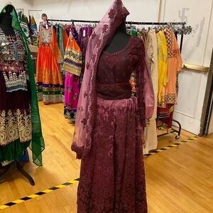 Elegant Maroon Embroidered Lehenga